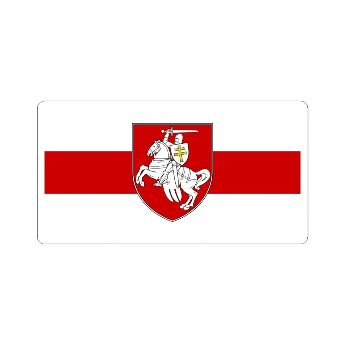 Flag of Belarus w-r-w with Arms 2020 (Belarus) (Coat of Arms) STICKER Vinyl Kiss-Cut Decal 6 Inch White - The Sticker Space
