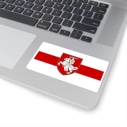 Flag of Belarus w-r-w with Arms 2020 (Belarus) (Coat of Arms) STICKER Vinyl Kiss-Cut Decal - The Sticker Space