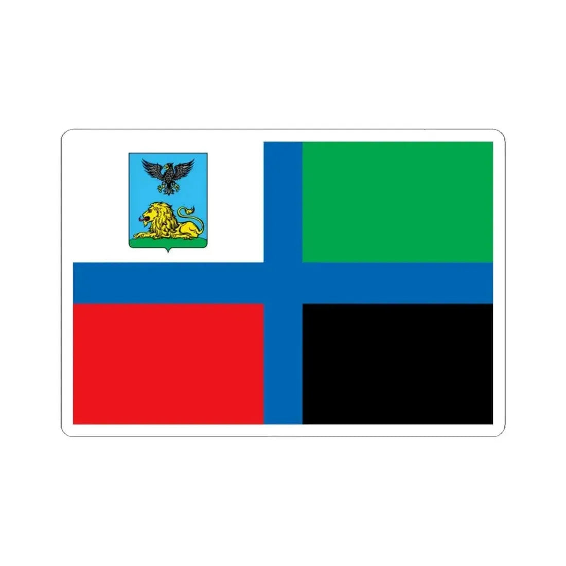 Flag of Belgorod Oblast Russia - STICKER Vinyl Kiss-Cut Decal 4 Inch White - The Sticker Space