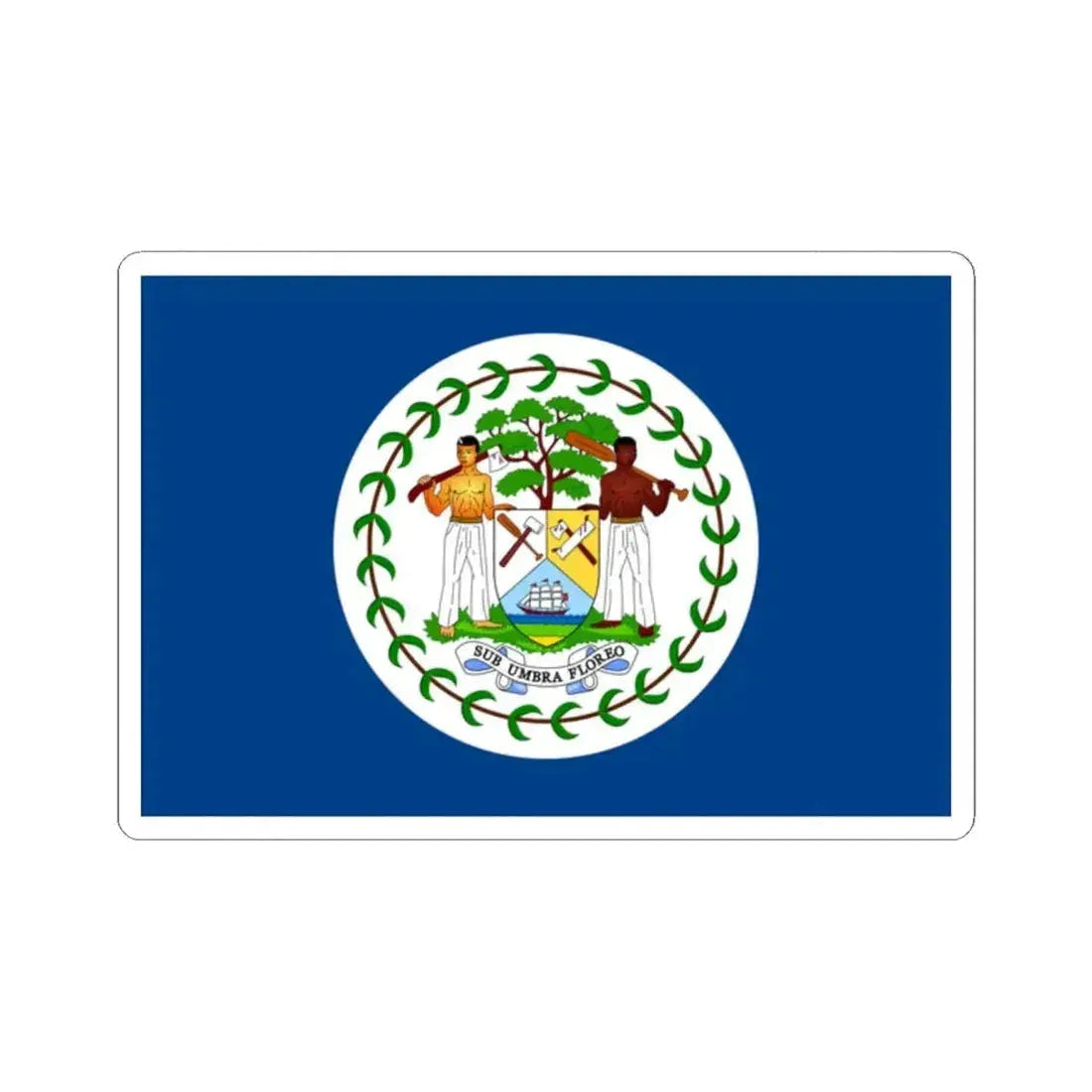 Flag of Belize 1950-1981 (Belize) STICKER Vinyl Kiss-Cut Decal 2 Inch White - The Sticker Space