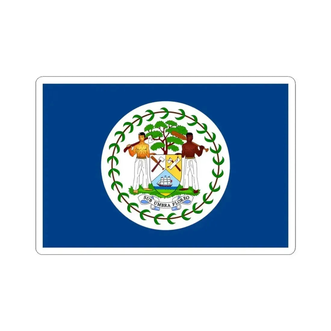 Flag of Belize 1950-1981 (Belize) STICKER Vinyl Kiss-Cut Decal 3 Inch White - The Sticker Space