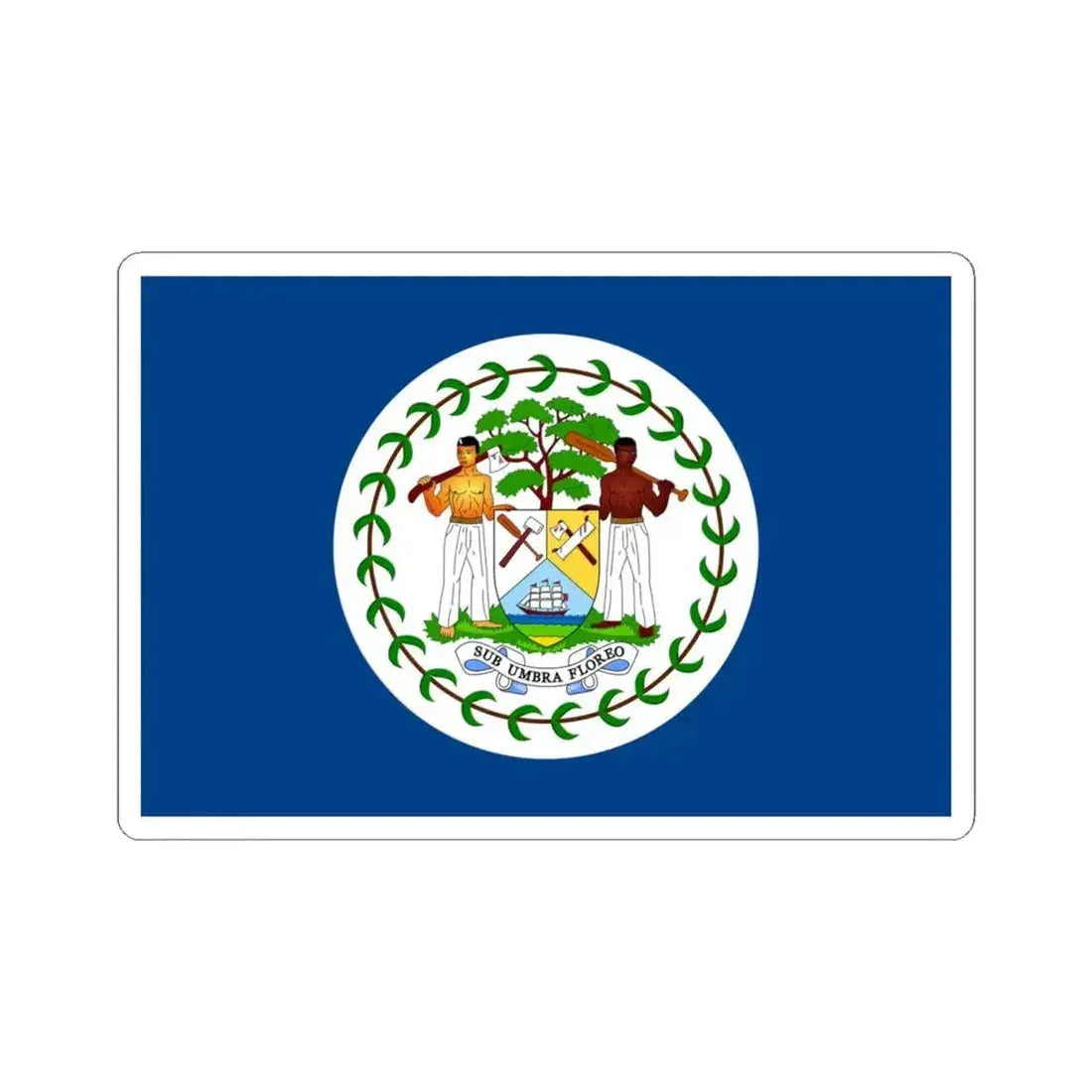 Flag of Belize 1950-1981 (Belize) STICKER Vinyl Kiss-Cut Decal 4 Inch White - The Sticker Space