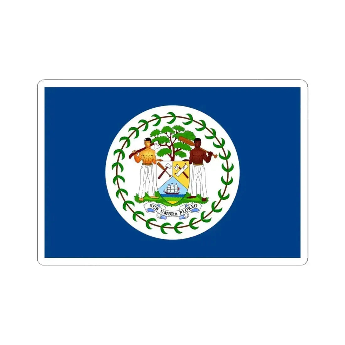 Flag of Belize 1950-1981 (Belize) STICKER Vinyl Kiss-Cut Decal 6 Inch White - The Sticker Space