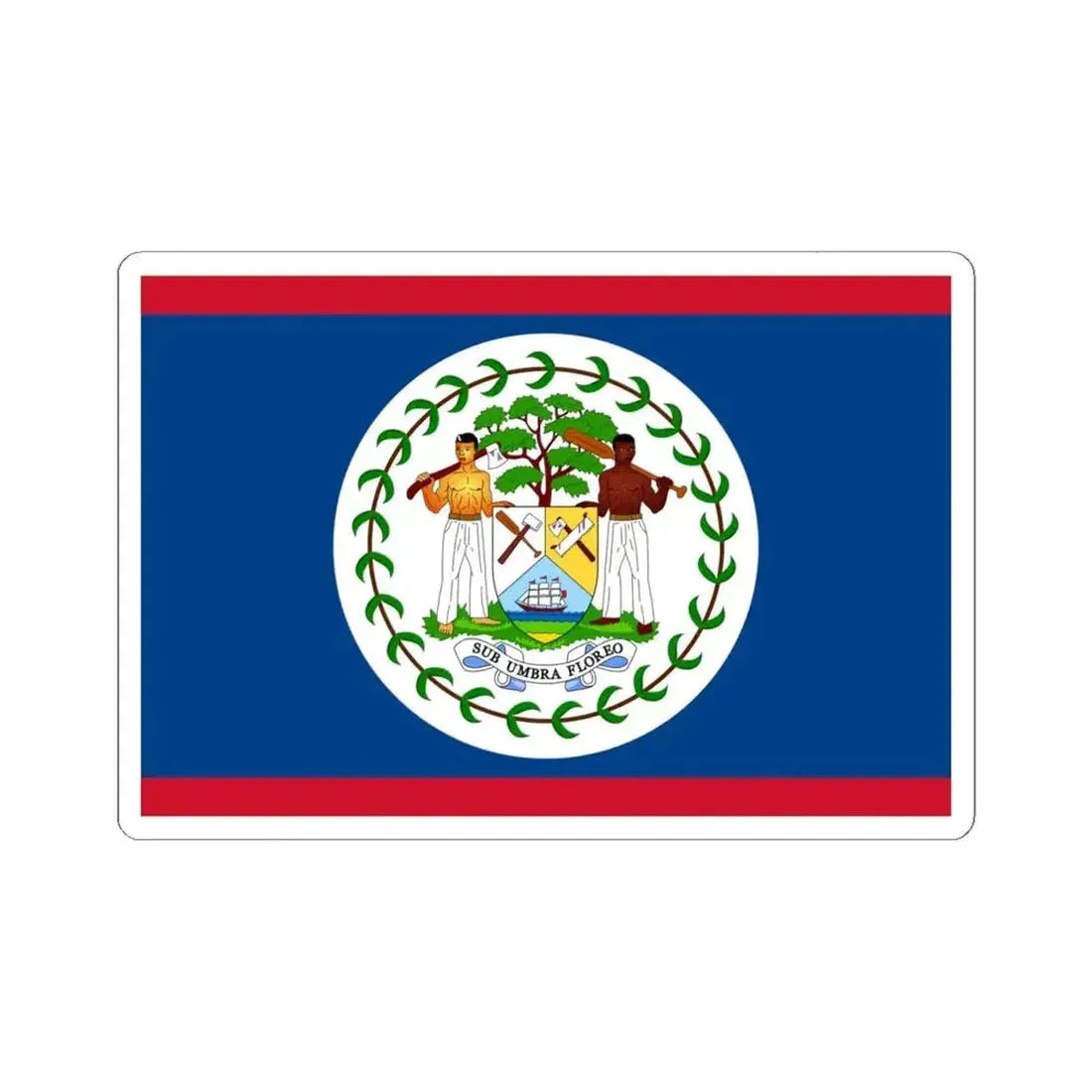 Flag of Belize 1981-2019 (Belize) STICKER Vinyl Kiss-Cut Decal 6 Inch White - The Sticker Space