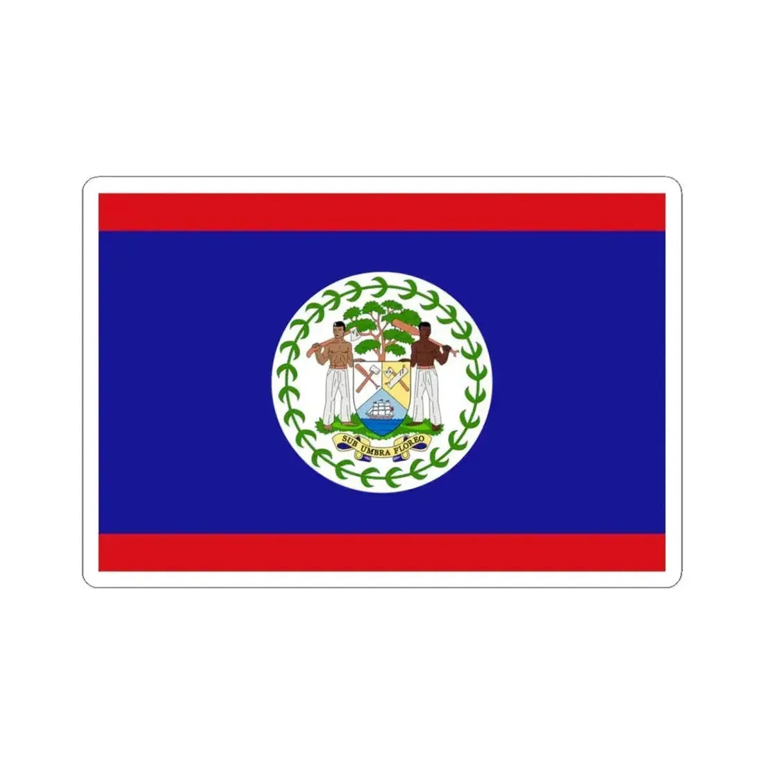 Flag of Belize 3-2 (Belize) STICKER Vinyl Kiss-Cut Decal 3 Inch White - The Sticker Space