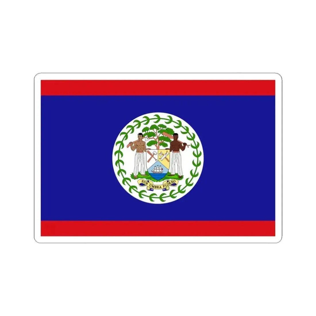 Flag of Belize 3-2 (Belize) STICKER Vinyl Kiss-Cut Decal 4 Inch White - The Sticker Space
