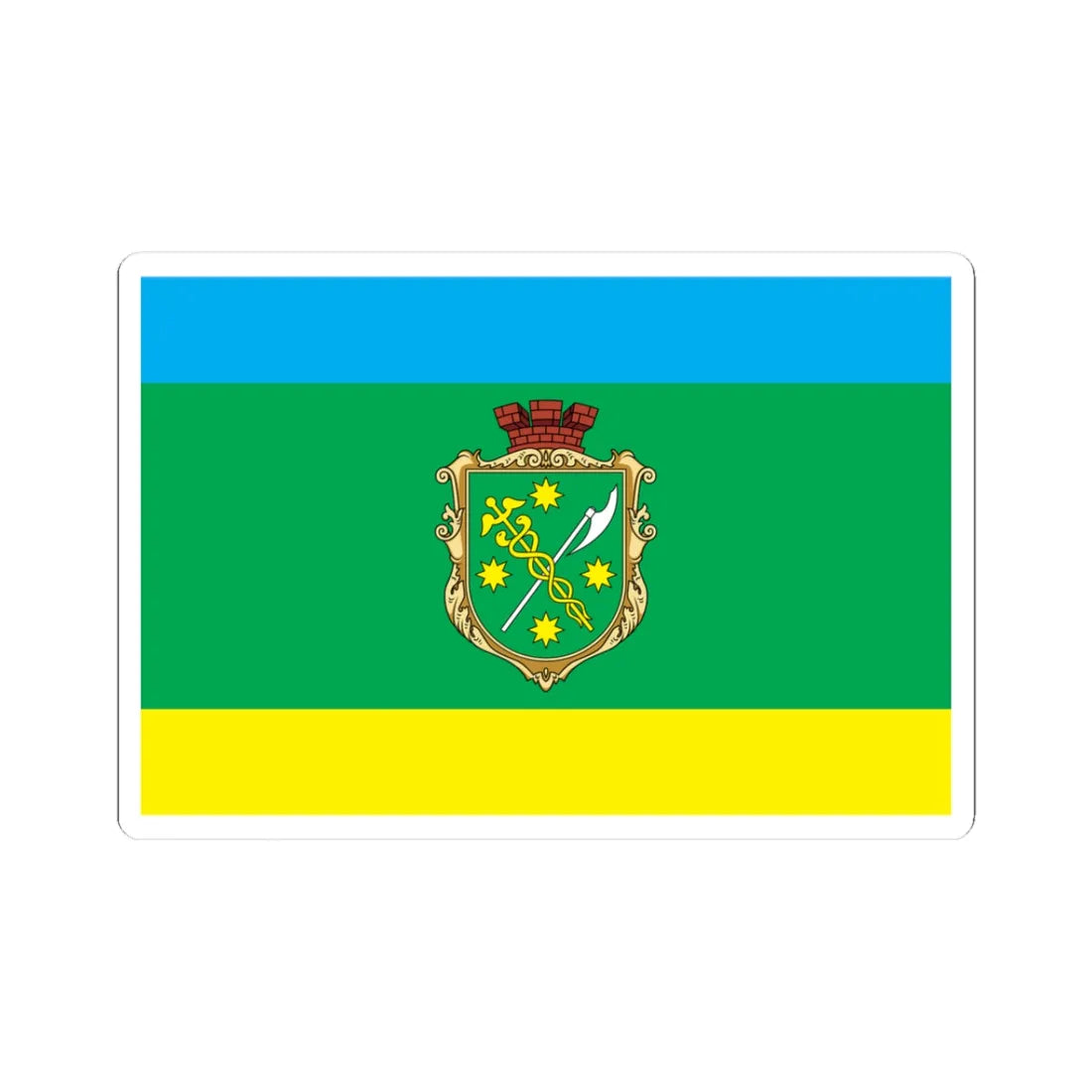 Flag of Berdychiv (Ukraine) STICKER Vinyl Kiss-Cut Decal 3 Inch White - The Sticker Space