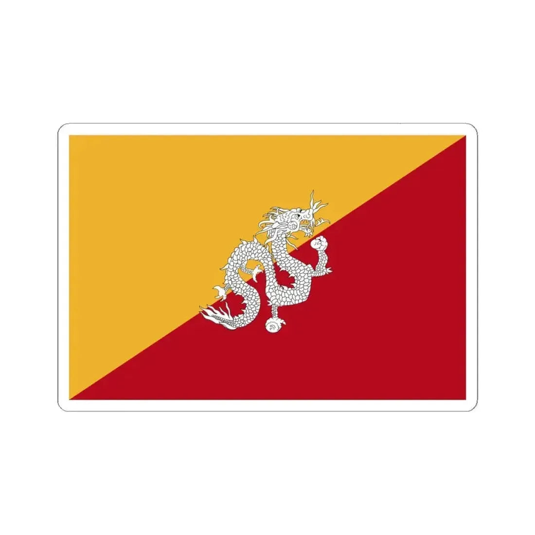 Flag of Bhutan 1956-1969 3-2 (Bhutan) STICKER Vinyl Kiss-Cut Decal 6 Inch White - The Sticker Space