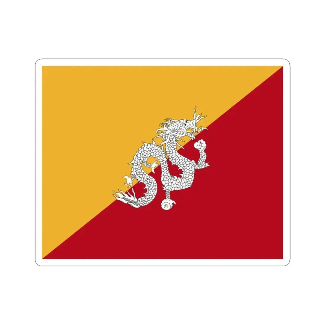 Flag of Bhutan 1956-1969 (Bhutan) STICKER Vinyl Kiss-Cut Decal 3 Inch White - The Sticker Space