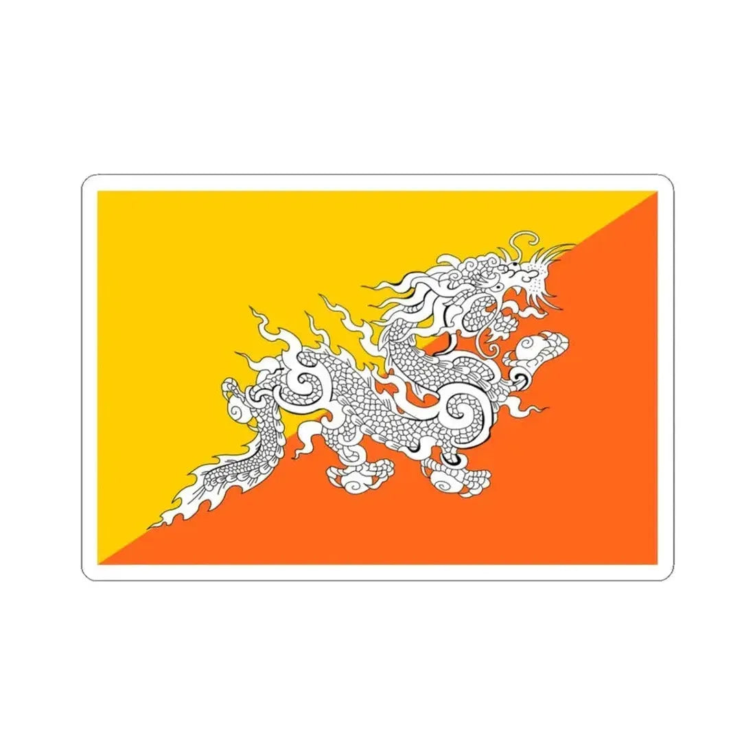 Flag of Bhutan alternate (Bhutan) STICKER Vinyl Kiss-Cut Decal 3 Inch White - The Sticker Space
