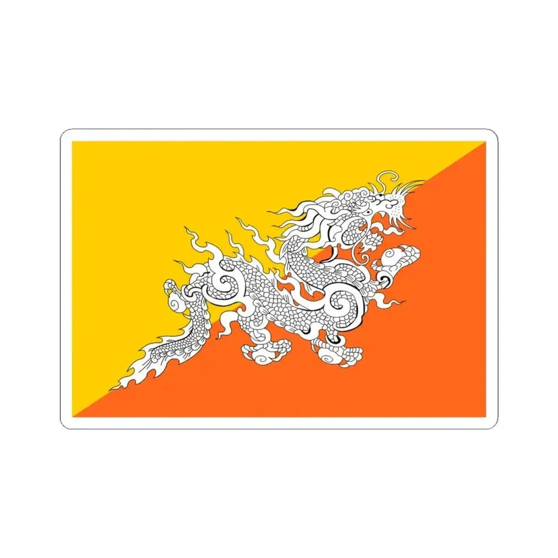 Flag of Bhutan alternate (Bhutan) STICKER Vinyl Kiss-Cut Decal 4 Inch White - The Sticker Space