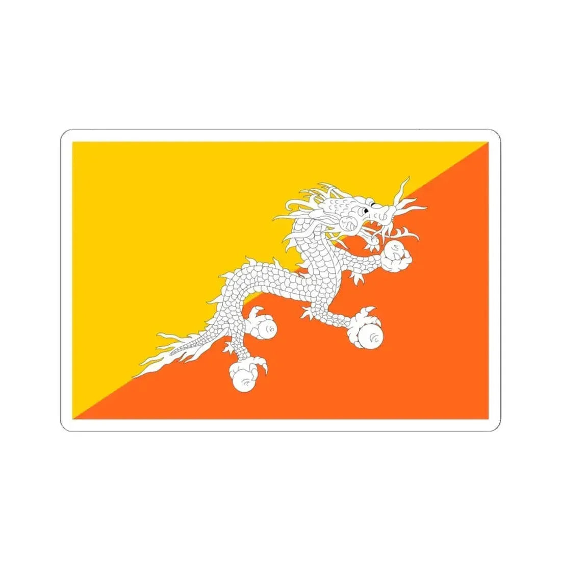 Flag of Bhutan (Bhutan) STICKER Vinyl Kiss-Cut Decal 6 Inch White - The Sticker Space