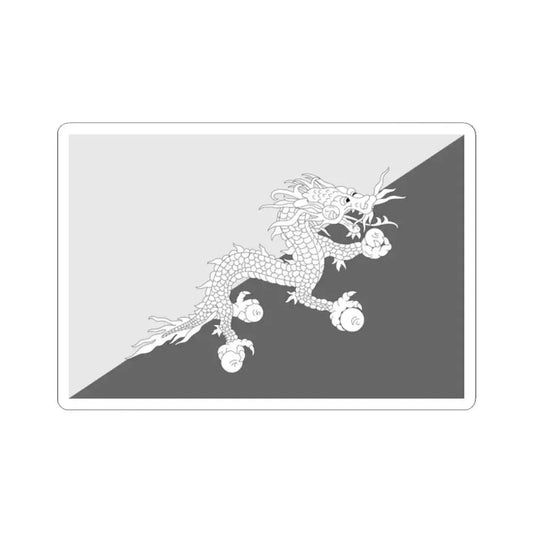 Flag of Bhutan black and white variant 1 (Bhutan) STICKER Vinyl Kiss-Cut Decal 2 Inch White - The Sticker Space