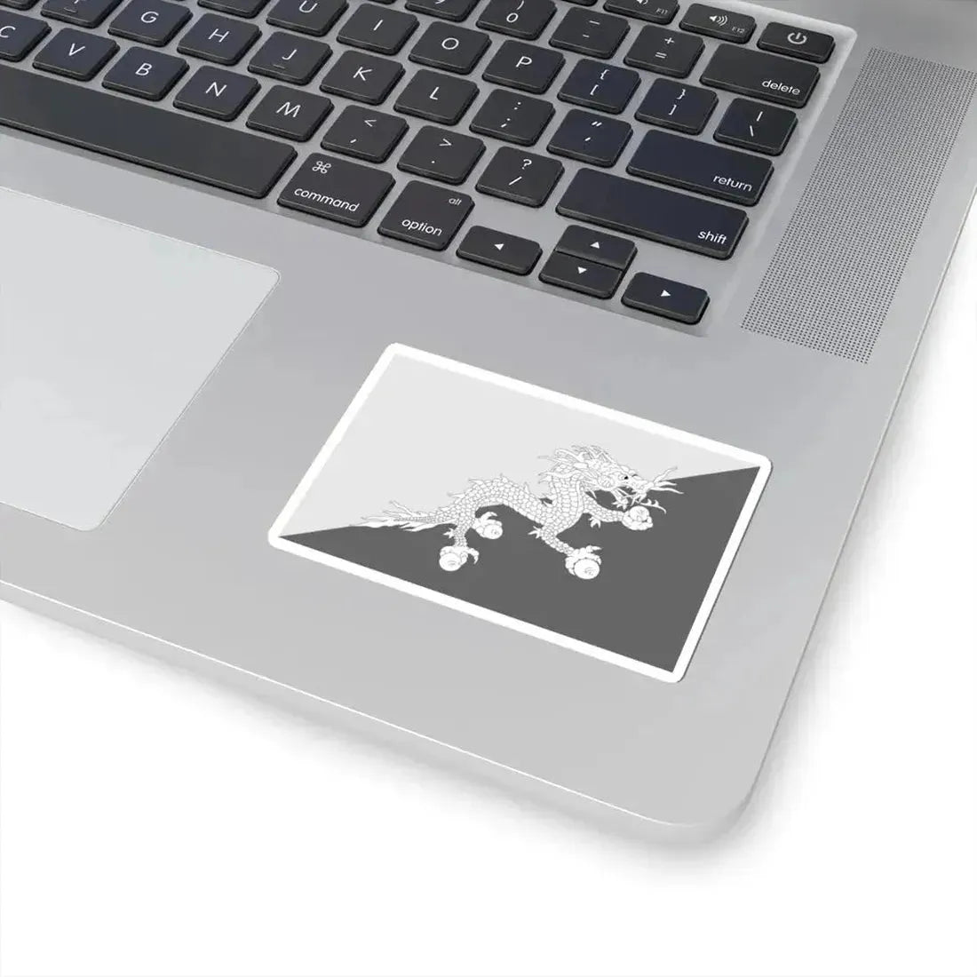 Flag of Bhutan black and white variant 1 (Bhutan) STICKER Vinyl Kiss-Cut Decal - The Sticker Space