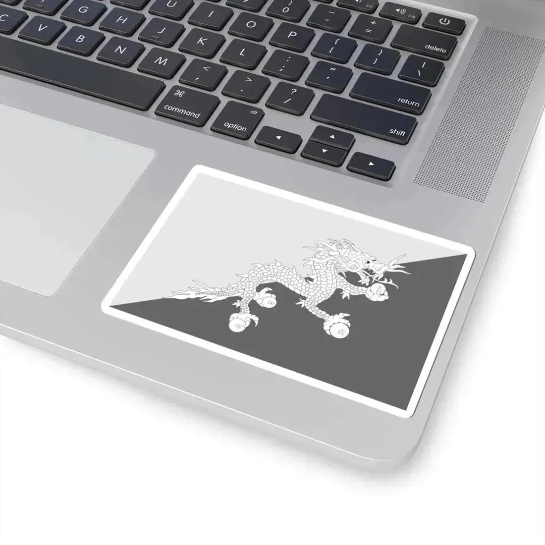 Flag of Bhutan black and white variant 1 (Bhutan) STICKER Vinyl Kiss-Cut Decal - The Sticker Space
