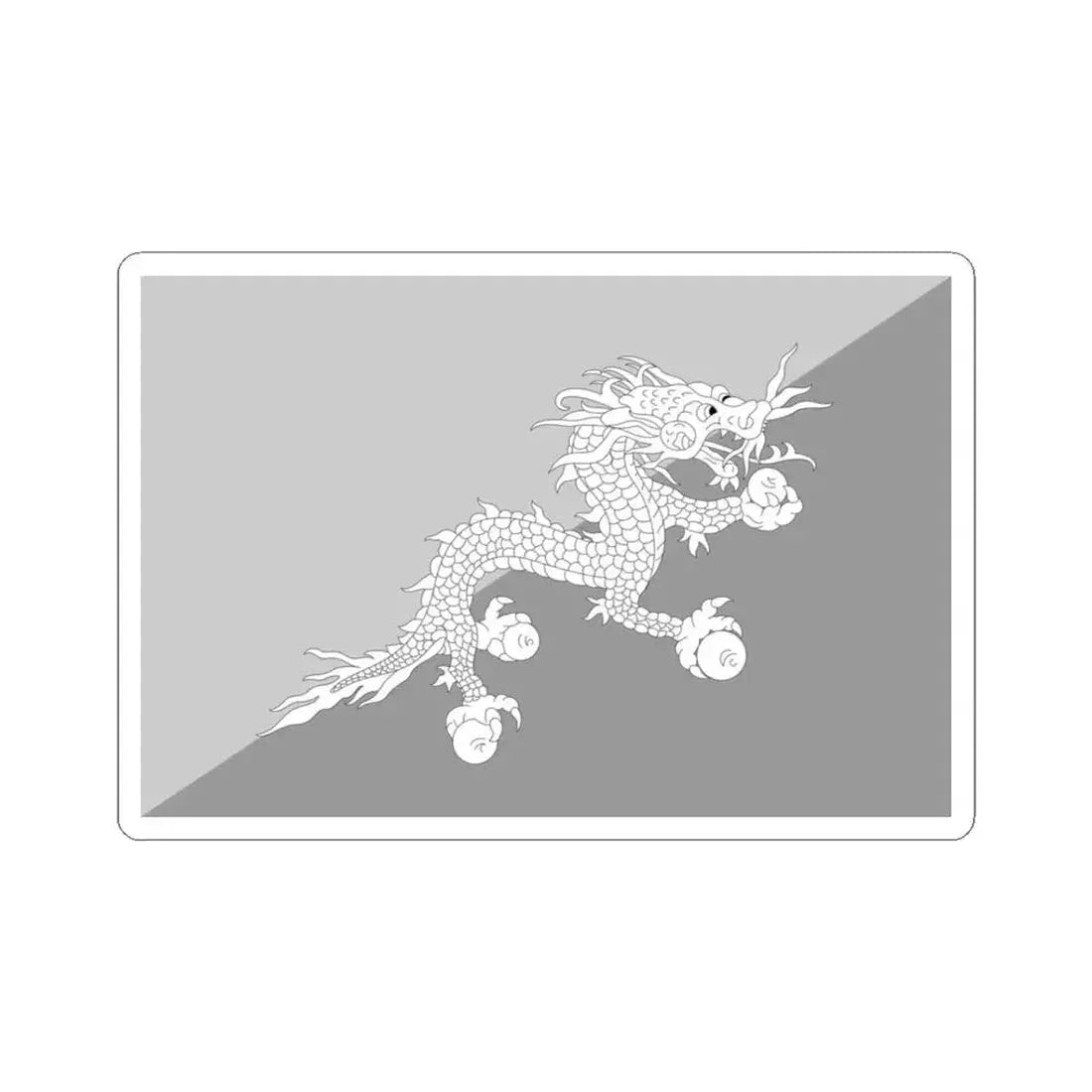 Flag of Bhutan black and white variant 2 (Bhutan) STICKER Vinyl Kiss-Cut Decal 3 Inch White - The Sticker Space