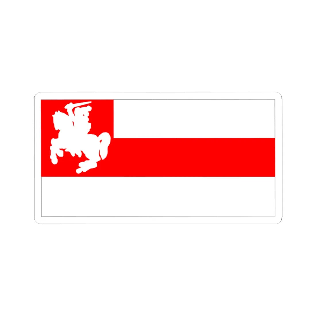 Flag of Biełaruski Asoby Bataljon u skladzie vojska Letuvy (Belarus) (Coat of Arms) STICKER Vinyl Kiss-Cut Decal 4 Inch White - The Sticker Space