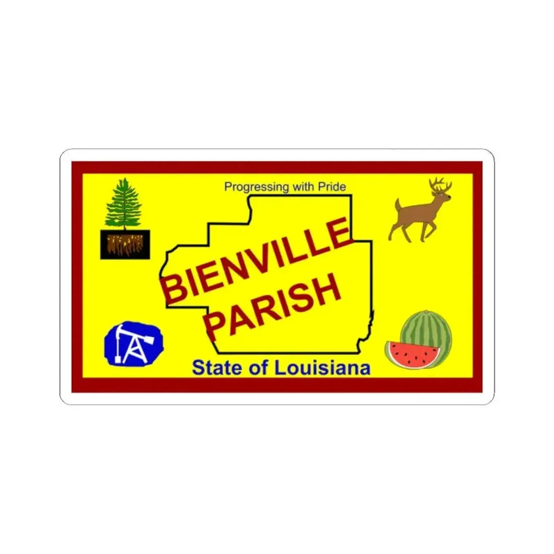 Flag of Bienville Parish Louisiana (United States) STICKER Vinyl Kiss-Cut Decal 2 Inch White - The Sticker Space