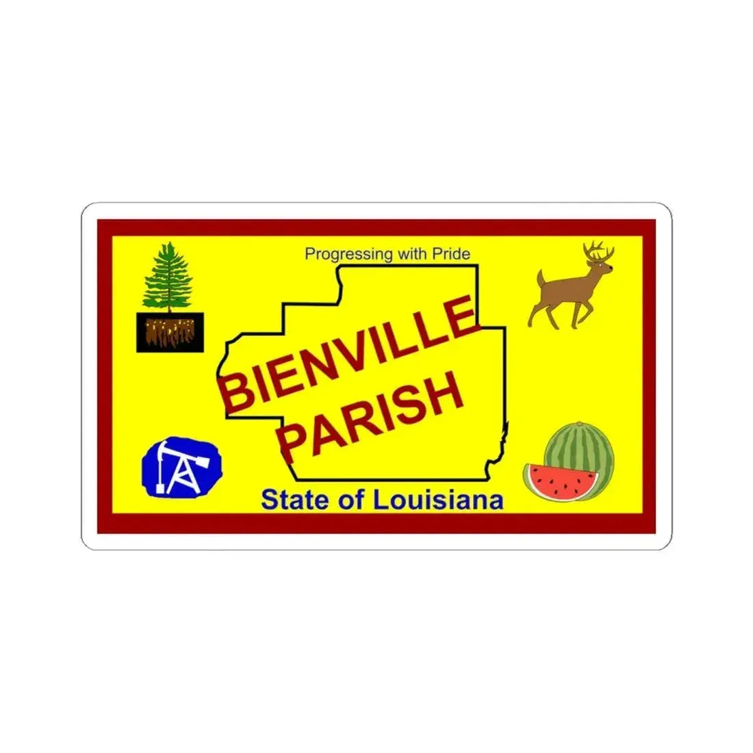 Flag of Bienville Parish Louisiana (United States) STICKER Vinyl Kiss-Cut Decal 4 Inch White - The Sticker Space