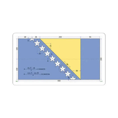 Flag of Bosnia and Herzegovina construction sheet (Bosnia and Herzegovina) STICKER Vinyl Kiss-Cut Decal 2 Inch White - The Sticker Space