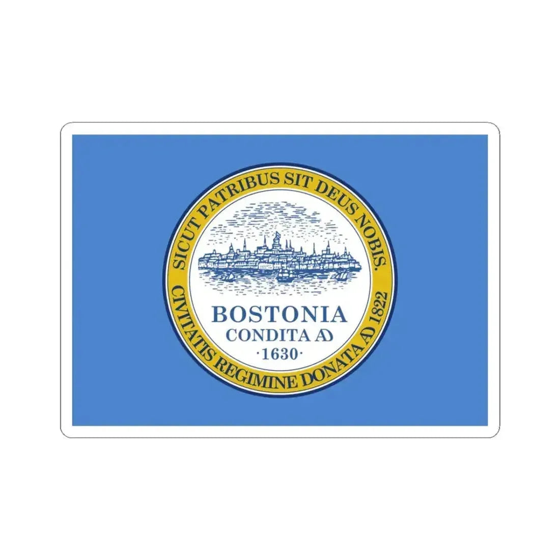 Flag of Boston - STICKER Vinyl Kiss-Cut Decal 3 Inch White - The Sticker Space