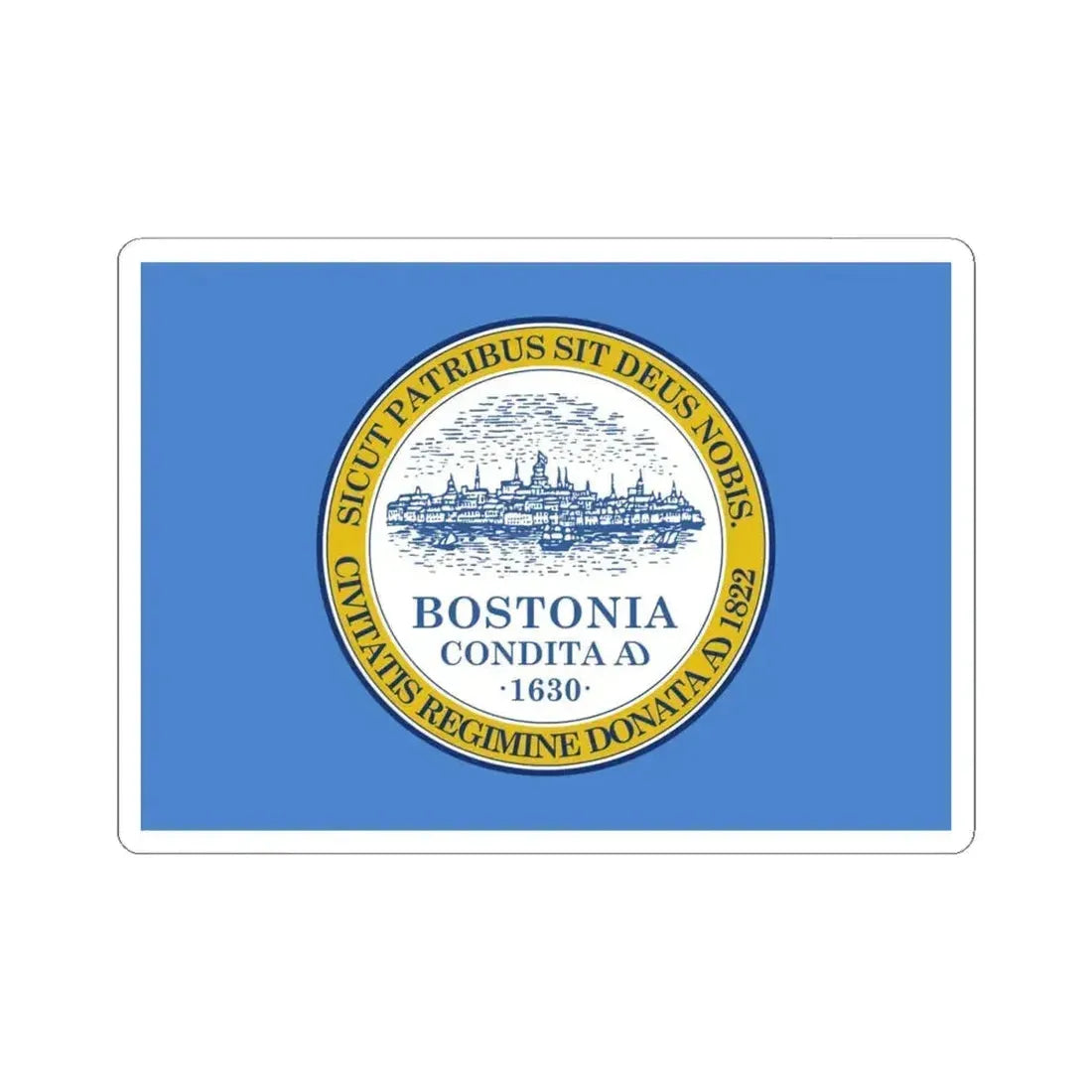Flag of Boston - STICKER Vinyl Kiss-Cut Decal 4 Inch White - The Sticker Space