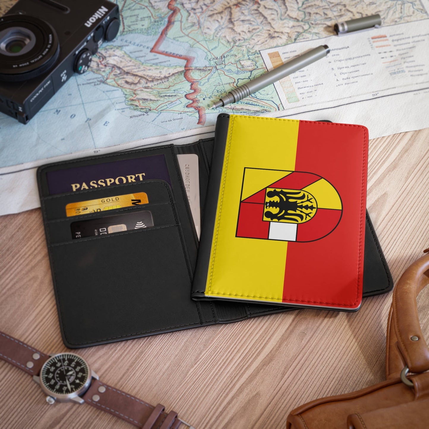 Flag of Breisgau Hochschwarzwald Germany - Passport Holder-3.9" x 5.8"-The Sticker Space