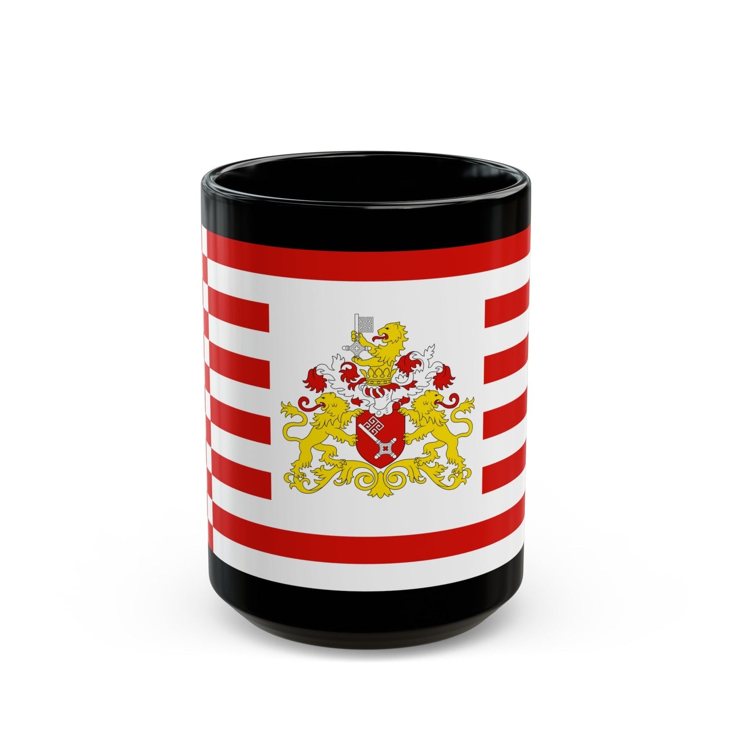 Flag of Bremen with flag arms Germany - Black Coffee Mug-15oz-The Sticker Space