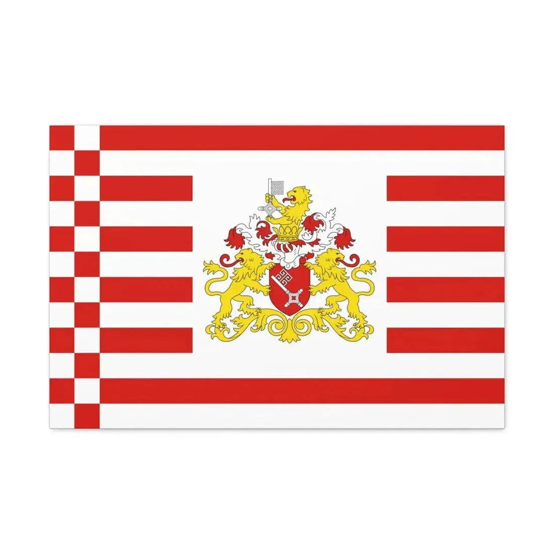Flag of Bremen with flag arms Germany - Canvas Wall Art 30" x 20" 1.25" - The Sticker Space