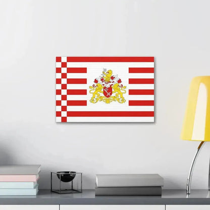 Flag of Bremen with flag arms Germany - Canvas Wall Art - The Sticker Space