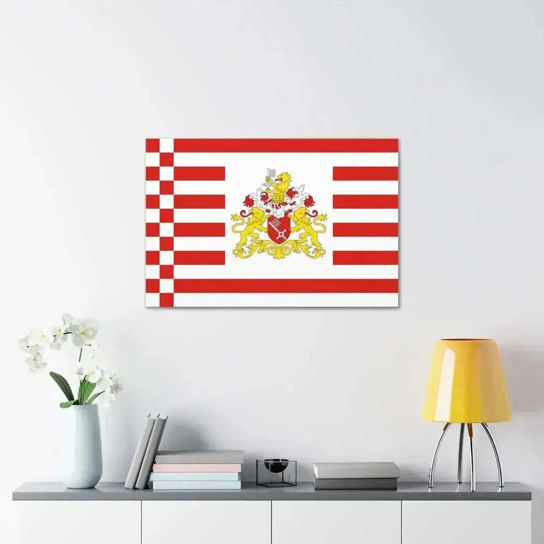 Flag of Bremen with flag arms Germany - Canvas Wall Art - The Sticker Space
