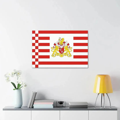 Flag of Bremen with flag arms Germany - Canvas Wall Art - The Sticker Space