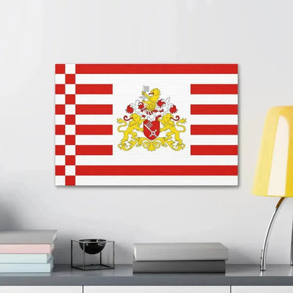 Flag of Bremen with flag arms Germany - Canvas Wall Art - The Sticker Space