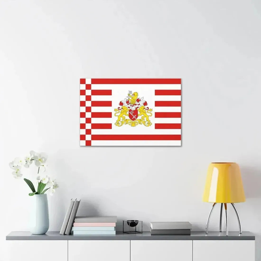 Flag of Bremen with flag arms Germany - Canvas Wall Art - The Sticker Space