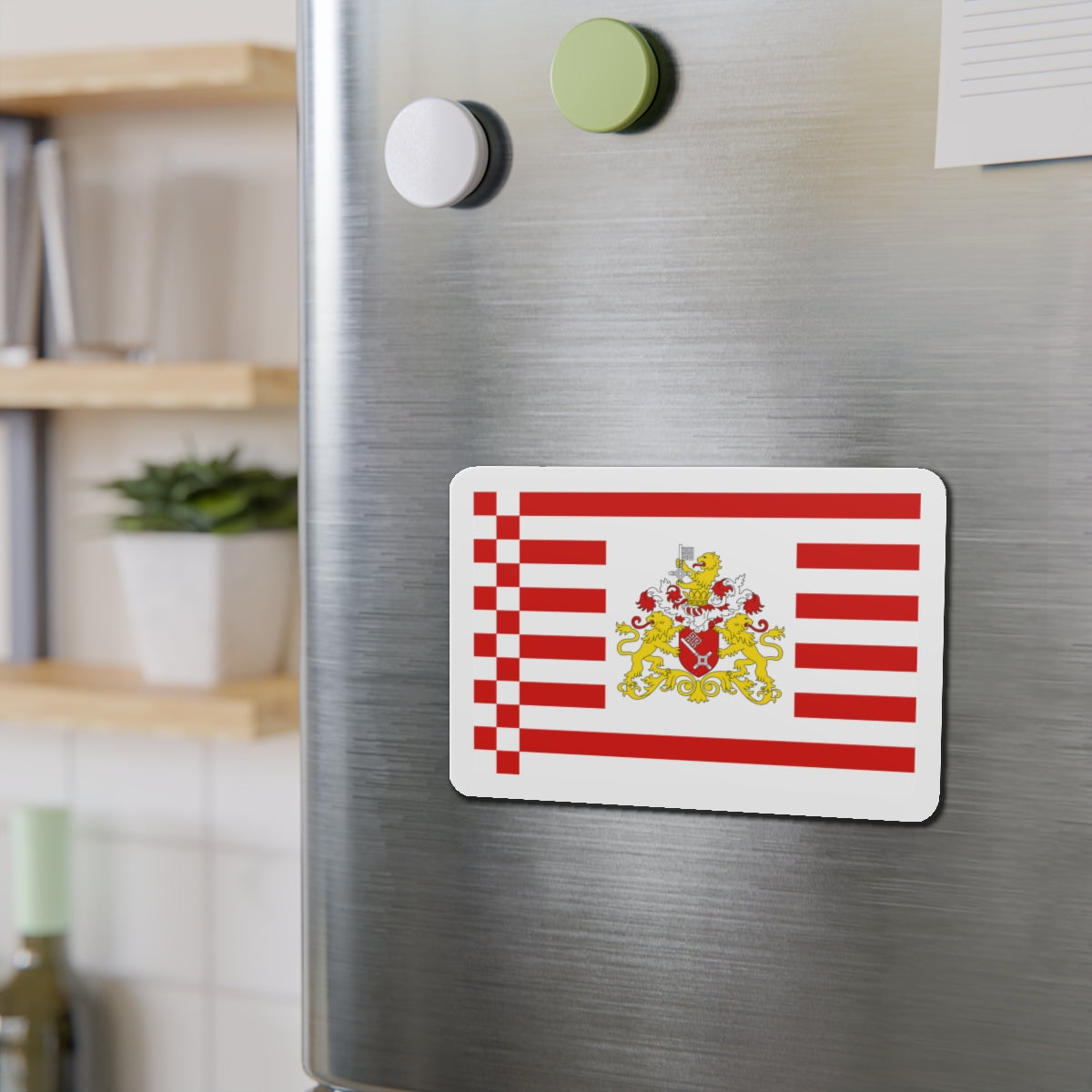 Flag of Bremen with flag arms Germany - Die-Cut Magnet-The Sticker Space