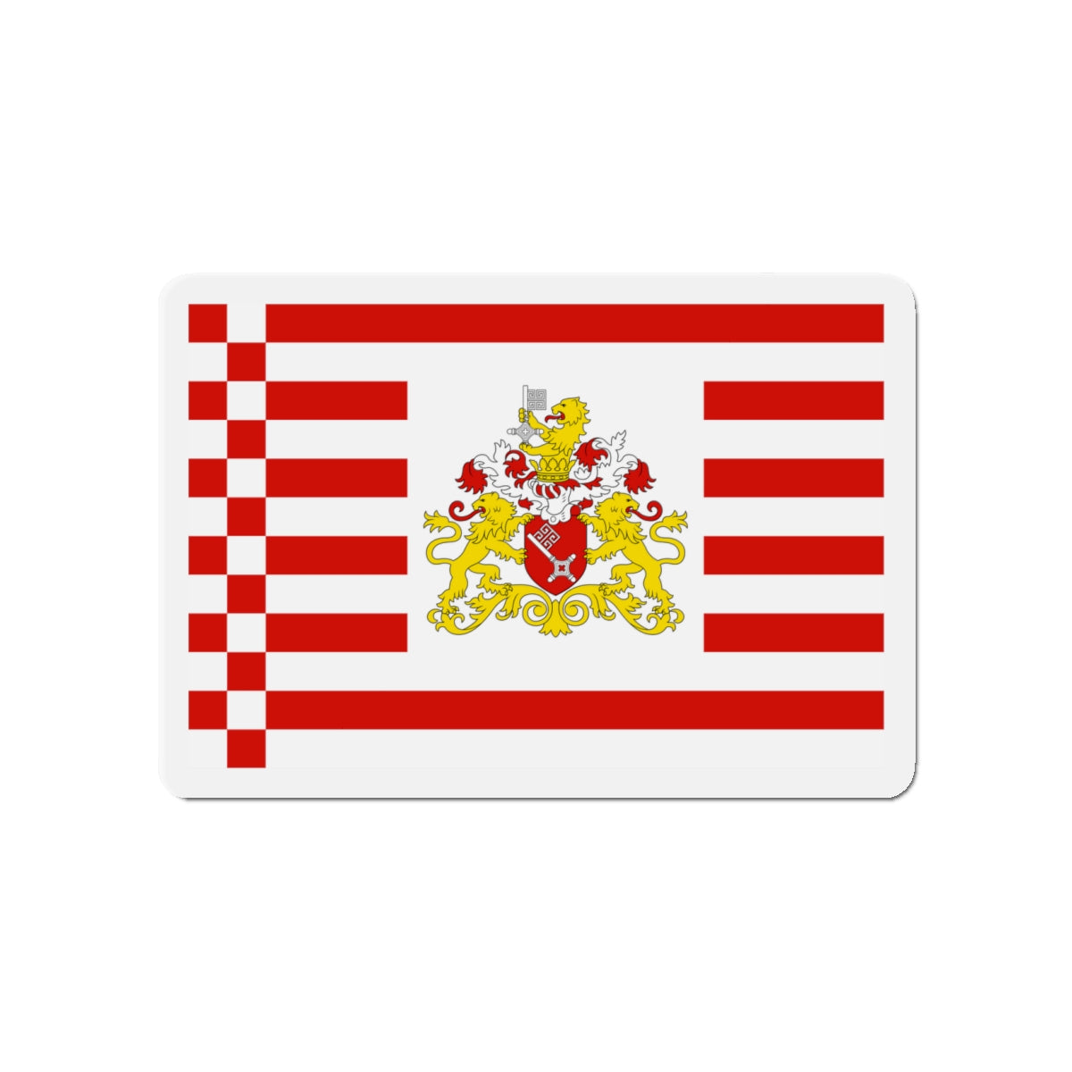 Flag of Bremen with flag arms Germany - Die-Cut Magnet-4" x 4"-The Sticker Space