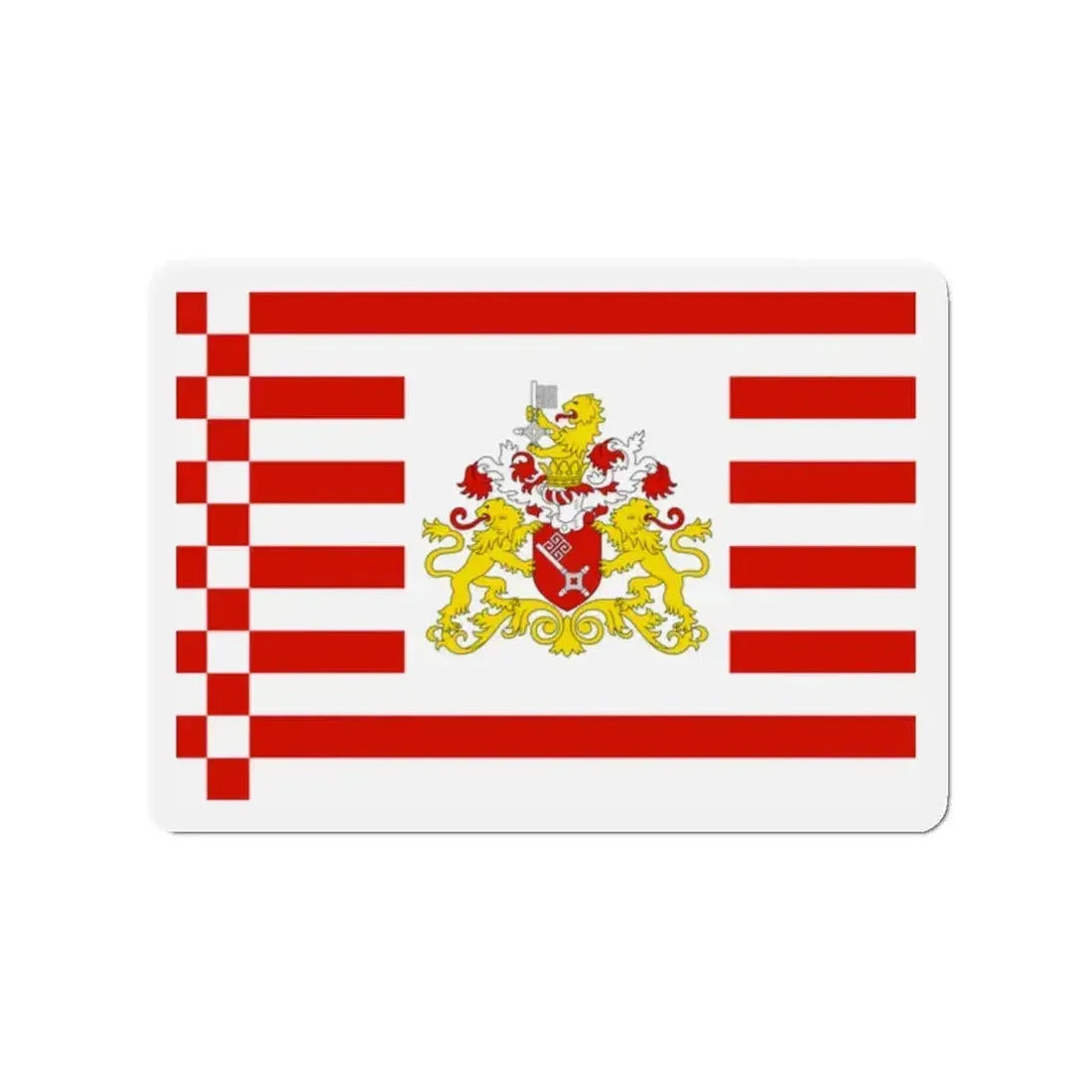 Flag of Bremen with flag arms Germany - Refrigerator Magnet - The Sticker Space