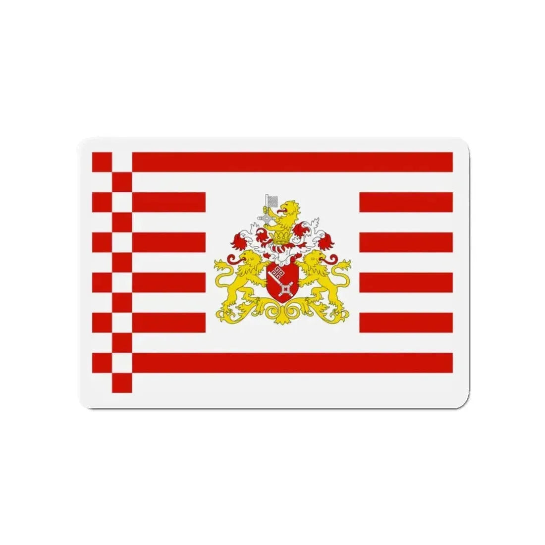Flag of Bremen with flag arms Germany - Refrigerator Magnet - The Sticker Space