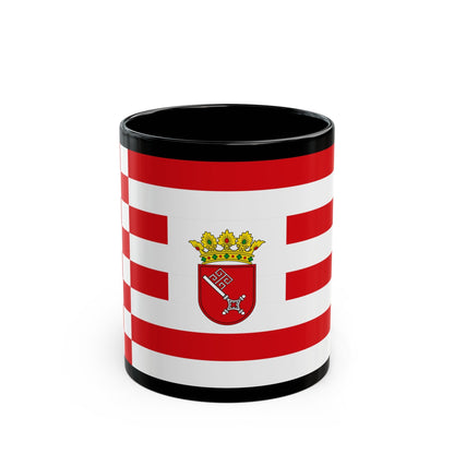 Flag of Bremen with middle arms Germany - Black Coffee Mug-11oz-The Sticker Space