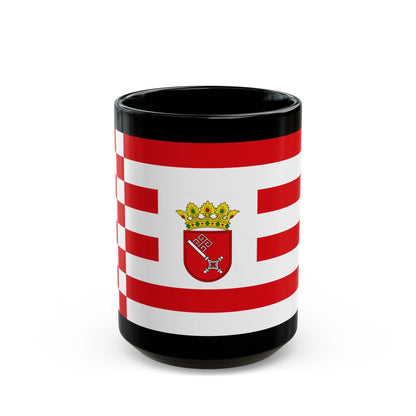 Flag of Bremen with middle arms Germany - Black Coffee Mug-15oz-The Sticker Space