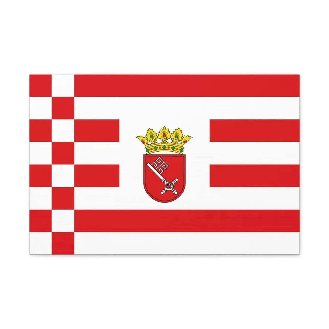 Flag of Bremen with middle arms Germany - Canvas Wall Art 24″ x 16″ 1.25" - The Sticker Space