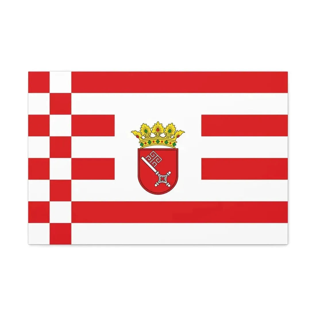 Flag of Bremen with middle arms Germany - Canvas Wall Art 30" x 20" 1.25" - The Sticker Space