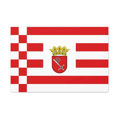 Flag of Bremen with middle arms Germany - Canvas Wall Art 30" x 20" 1.25" - The Sticker Space