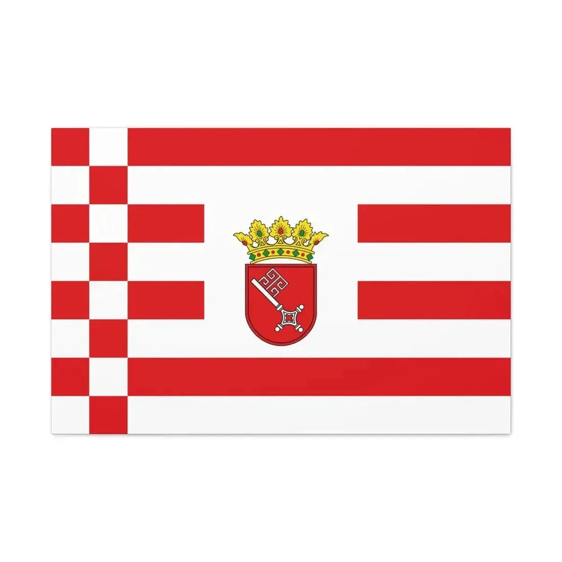 Flag of Bremen with middle arms Germany - Canvas Wall Art 36" x 24" 1.25" - The Sticker Space