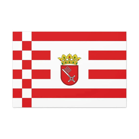 Flag of Bremen with middle arms Germany - Canvas Wall Art 36" x 24" 1.25" - The Sticker Space