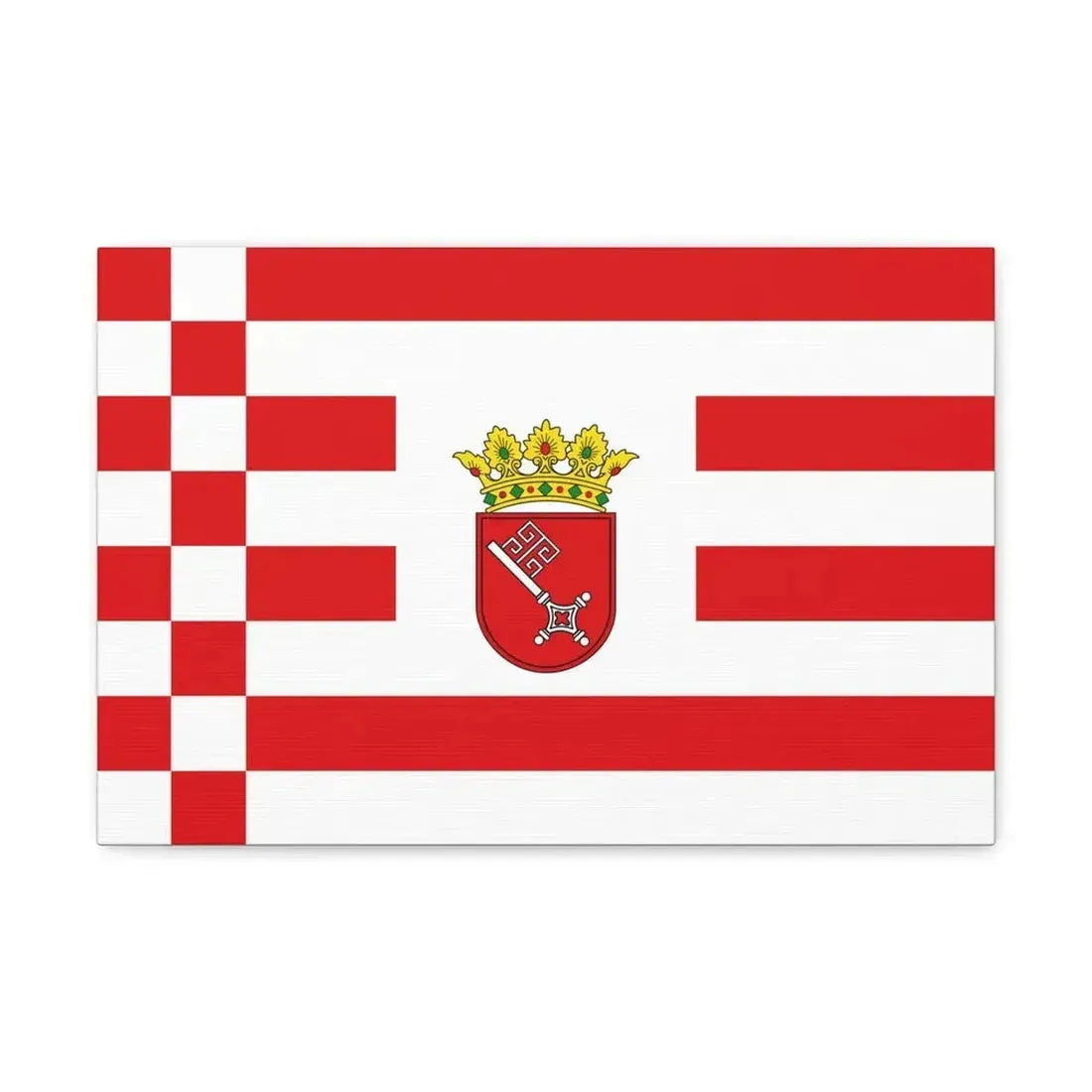 Flag of Bremen with middle arms Germany - Canvas Wall Art - The Sticker Space