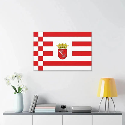 Flag of Bremen with middle arms Germany - Canvas Wall Art - The Sticker Space