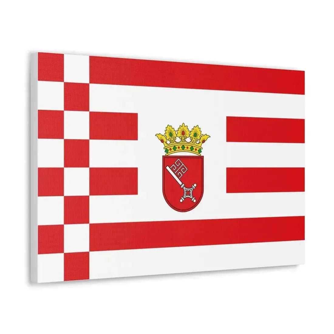 Flag of Bremen with middle arms Germany - Canvas Wall Art - The Sticker Space
