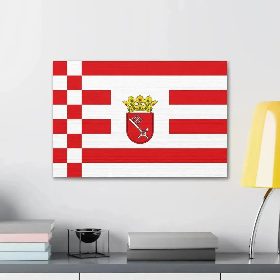 Flag of Bremen with middle arms Germany - Canvas Wall Art - The Sticker Space
