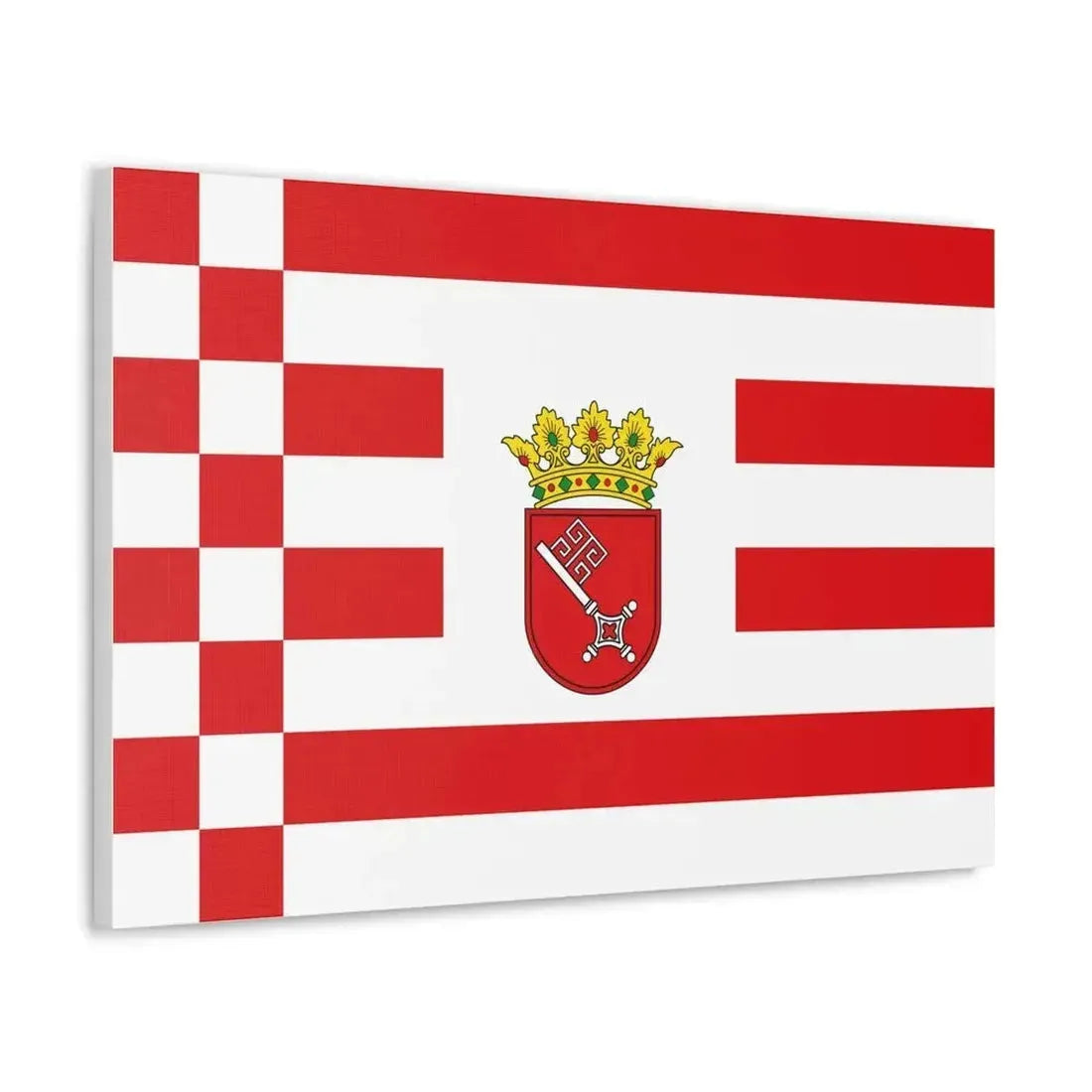 Flag of Bremen with middle arms Germany - Canvas Wall Art - The Sticker Space